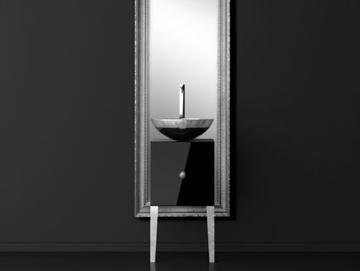 MONNALISA CLASS FILIGRANA BLACK/SILVER - Vanity unit with mirror by Glass Design