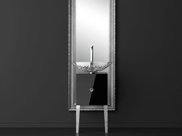 MONNALISA CLASS ICE OVAL - Single wooden vanity unit with mirror by Glass Design
