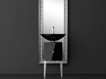 MONNALISA FLORENCE COLLIER BLACK - Single wooden vanity unit with mirror by Glass Design