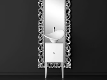MONNALISA PRESTIGE FLOWER WHITE - Single wooden vanity unit with mirror by Glass Design