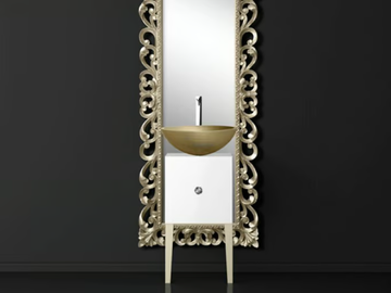 MONNALISA PRESTIGE VENICE GOLD/SILVER - Single wooden vanity unit with mirror by Glass Design