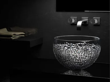 MOON OVER ICE - Countertop oval single crystal washbasin by Glass Design