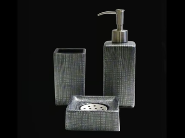 VENICE SET BLACK/SILVER - Countertop glass toothbrush holder by Glass Design