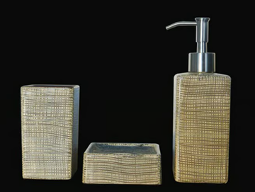 VENICE SET BROWN/IVORY - Countertop glass toothbrush holder by Glass Design