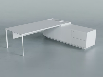 DADA - L-shaped aluminium and wood workstation desk with drawers by grado design