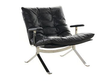 OMELETTE - Upholstered tufted leather easy chair with armrests by grado design