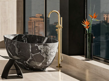 CAMEO - Floor standing chromed brass bathtub mixer by GRAFF