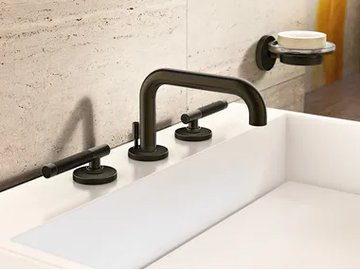 HARLEY - 3 hole countertop washbasin tap with pop up waste by GRAFF
