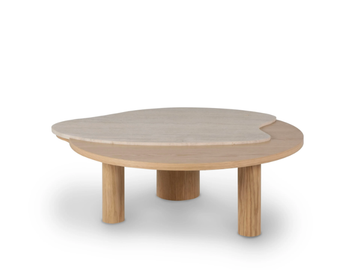 BORDEIRA - Oak and Travertine marble coffee table by Greenapple