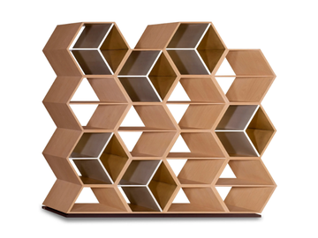 HOBART - Open freestanding wood veneer bookcase by Greenapple