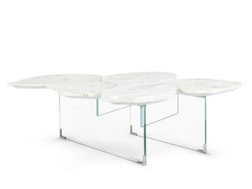 INFINITY - Calacatta marble and glass coffee table by Greenapple