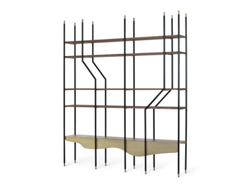 LAGE - Open metal and walnut bookcase by Greenapple