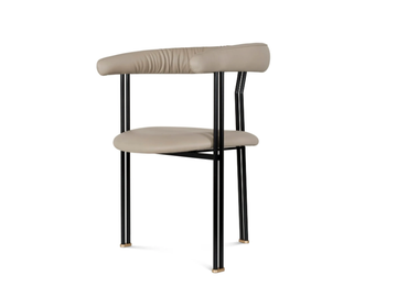 MAIA - Upholstered leather chair with armrests by Greenapple