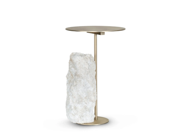 PICO - Round brass and coral stone coffee table by Greenapple