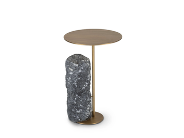 PICO - Round brass and Portoro marble side table by Greenapple