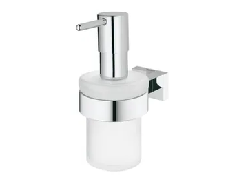 ESSENTIALS CUBE - Satin glass Bathroom soap dispenser by Grohe