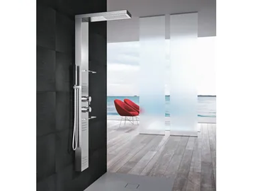 BRIDGE PLUS - Wall-mounted multifunction thermostatic stainless steel shower panel by Gruppo Geromin
