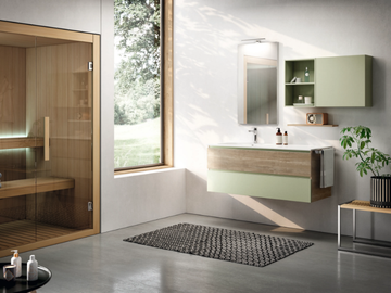 CHANGE CHA05 - Wall-mounted single vanity unit with drawers by Gruppo Geromin