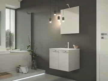 QUB02 - Single wooden vanity unit with integrated washbasin by Gruppo Geromin