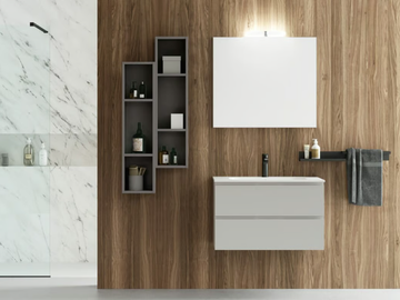 QUB07 - Single wooden vanity unit with drawers with cabinets by Gruppo Geromin