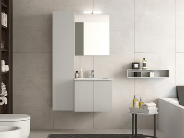 QUB09 - Single wooden vanity unit with doors with cabinets by Gruppo Geromin
