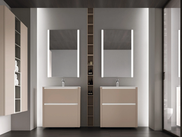 RIVA 06 - Floor-standing wooden vanity unit with mirror by Gruppo Geromin