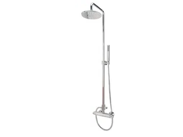 Wall-mounted shower panel - Thermostatic shower panel with hand shower with overhead shower by Gruppo Geromin