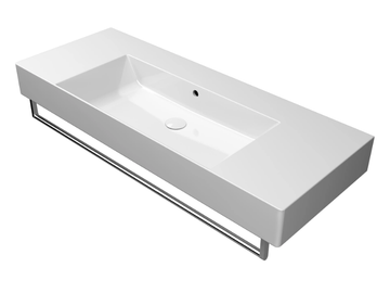 KUBE X 120X47 - Rectangular single ceramic washbasin with towel rail by GSI ceramica