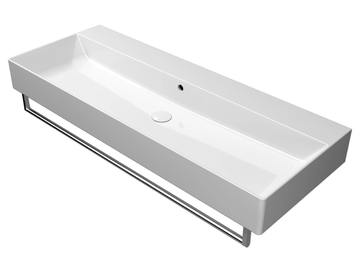KUBE X 120X47 - Rectangular single ceramic washbasin with towel rail by GSI ceramica