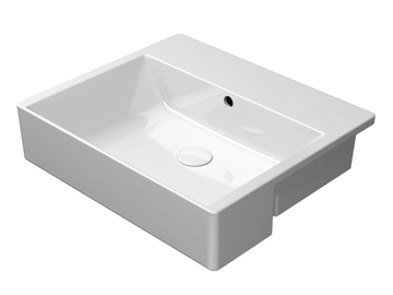 KUBE X 55X47 - Semi-inset rectangular ceramic washbasin with overflow by GSI ceramica
