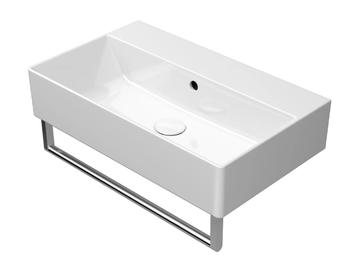 KUBE X 60X37 - Rectangular single ceramic washbasin with towel rail by GSI ceramica