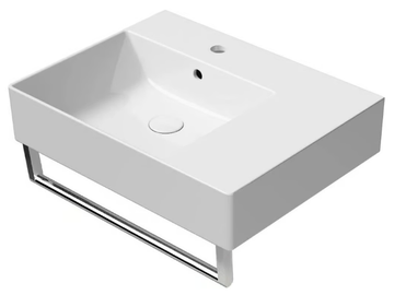 KUBE X 60X47 - Single rectangular ceramic washbasin with towel rail by GSI ceramica