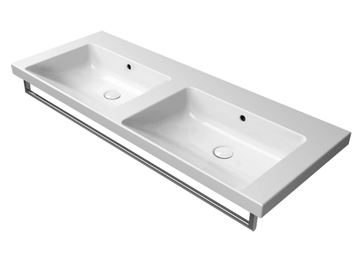 NORM 125X50 DB - Double rectangular ceramic washbasin by GSI ceramica
