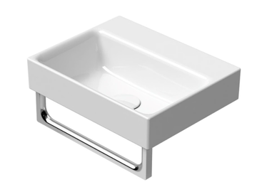 NUBES 40X32 - Wall-mounted rectangular ceramic washbasin with towel rail by GSI ceramica
