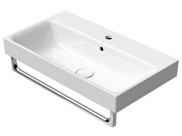 NUBES 70X40 - Wall-mounted rectangular ceramic washbasin with towel rail by GSI ceramica