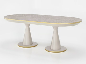 FRIDA - Oval wood veneer table by Guerra Vanni