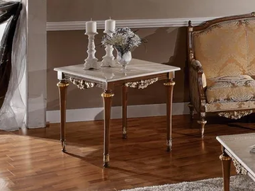 LUIGI XVI - Square solid wood high side table with marble top by Guerra Vanni