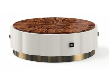 OSCAR - Low round wood veneer coffee table by Guerra Vanni