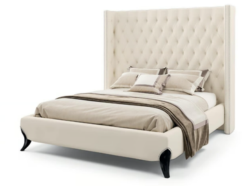 OSCAR - Upholstered fabric double bed with tufted headboard by Guerra Vanni