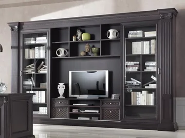 VOGUE - Open freestanding solid wood bookcase with TV stand by Guerra Vanni