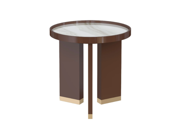 VULCANO - Round coffee table with ceramic top and wood base by Guerra Vanni