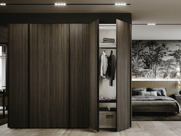 ALWAYS - Custom sectional wood veneer wardrobe by Guzzini & Fontana