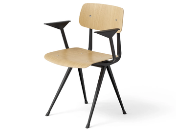 RESULT - Wood veneer chair with armrests by Hay