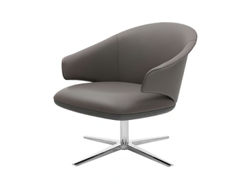 ERIKA - Swivel with 4-spoke base leather easy chair with armrests by HC28