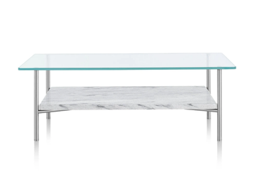 LAYER - Rectangular metal and glass side table with shelf by Herman Miller