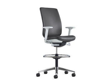 VERUS - Leather office stool with Armrests with 5-Spoke base by Herman Miller