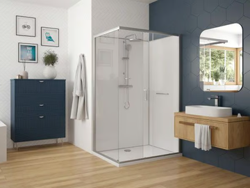 NUNITY - Corner glass shower cabin with sliding door by Hoesch