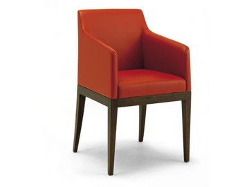 DELANO - Upholstered leather easy chair with armrests by HUGUES CHEVALIER