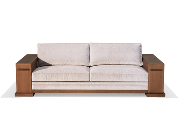 DOMINIQUE - Tanned leather sofa with integrated magazine rack by HUGUES CHEVALIER