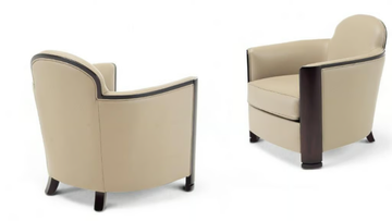 LOBBY - Upholstered leather armchair with armrests by HUGUES CHEVALIER